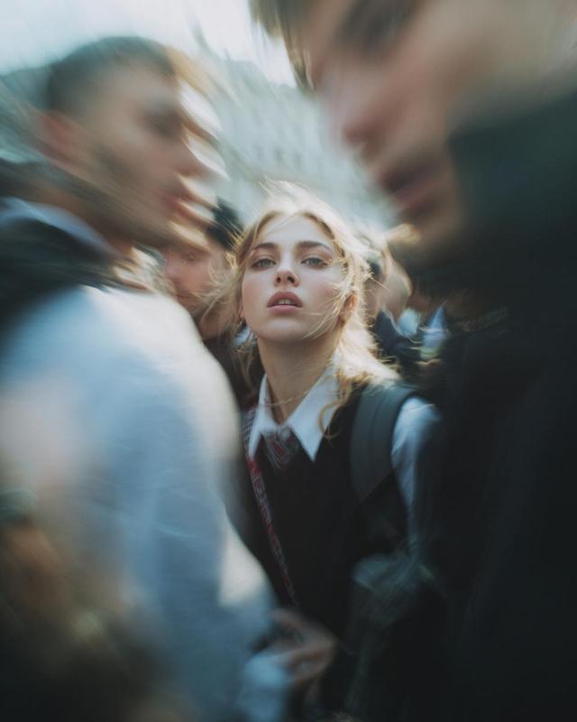 Paparazzi Extreme Close-Up in School Uniform