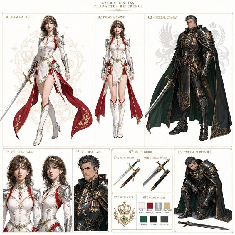 Sword Princess Character Reference Sheet