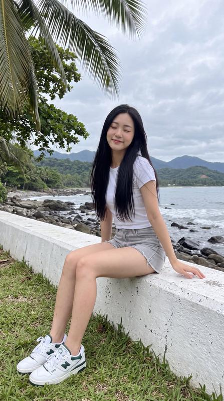 East Asian Woman on Seawall