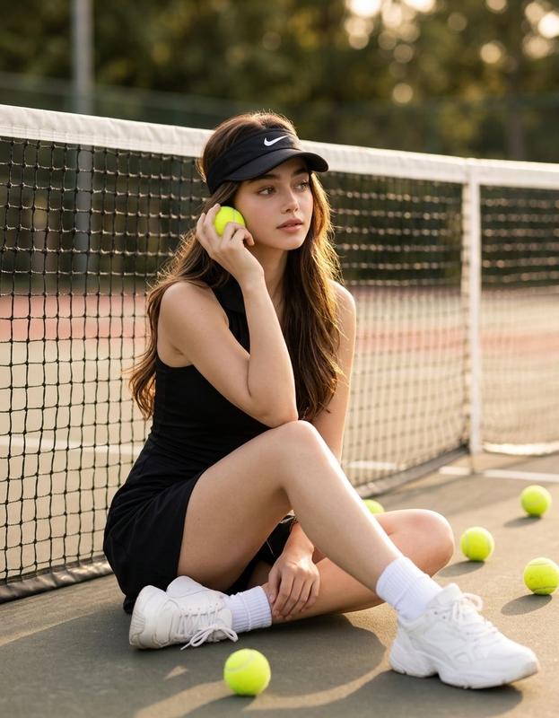 Luxury Tennis Court Fashion Editorial