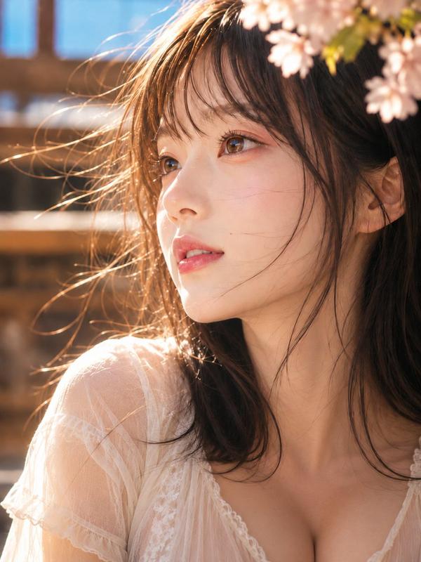 Spring Cherry Blossom Close-up Portrait
