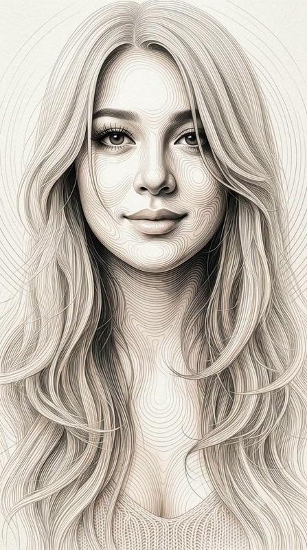 Topographic Contour Line Portrait