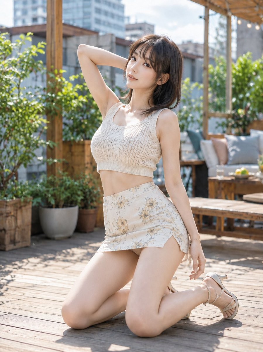 Rooftop Terrace Knit Top Outfit