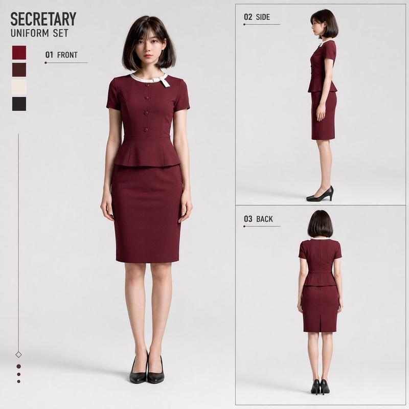 Secretary Uniform Three-View Character Sheet