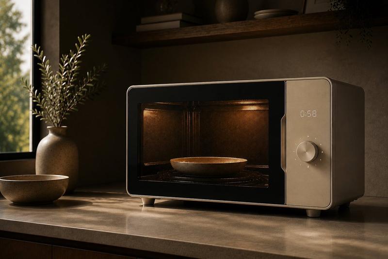 Warm Minimalist Microwave Product Photo