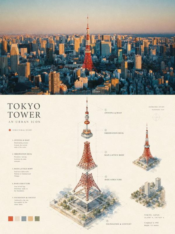 Watercolor Isometric Deconstruction Poster