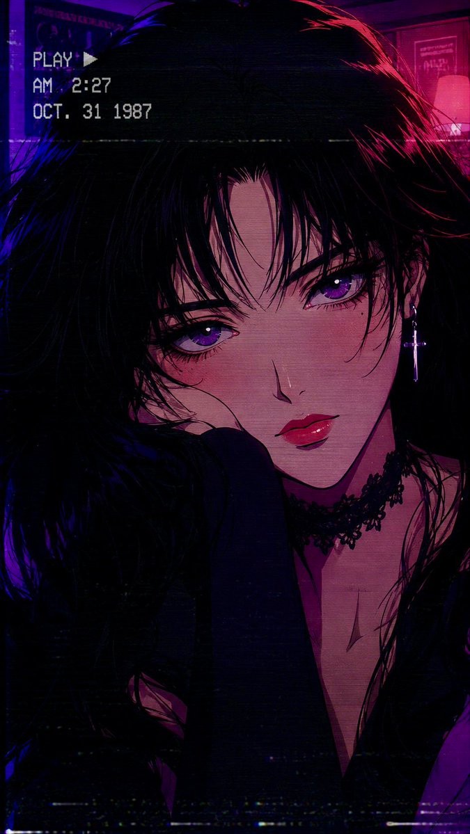 80s Retro Anime Goth Portrait