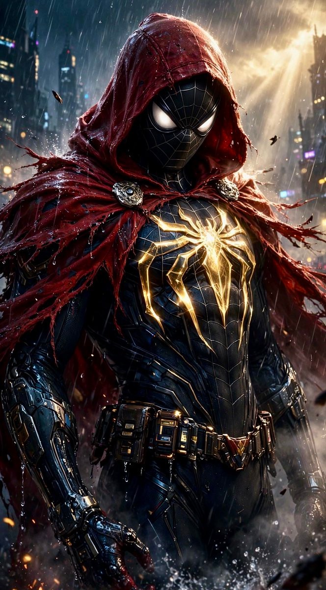 Dark Hooded Spider-Man Portrait