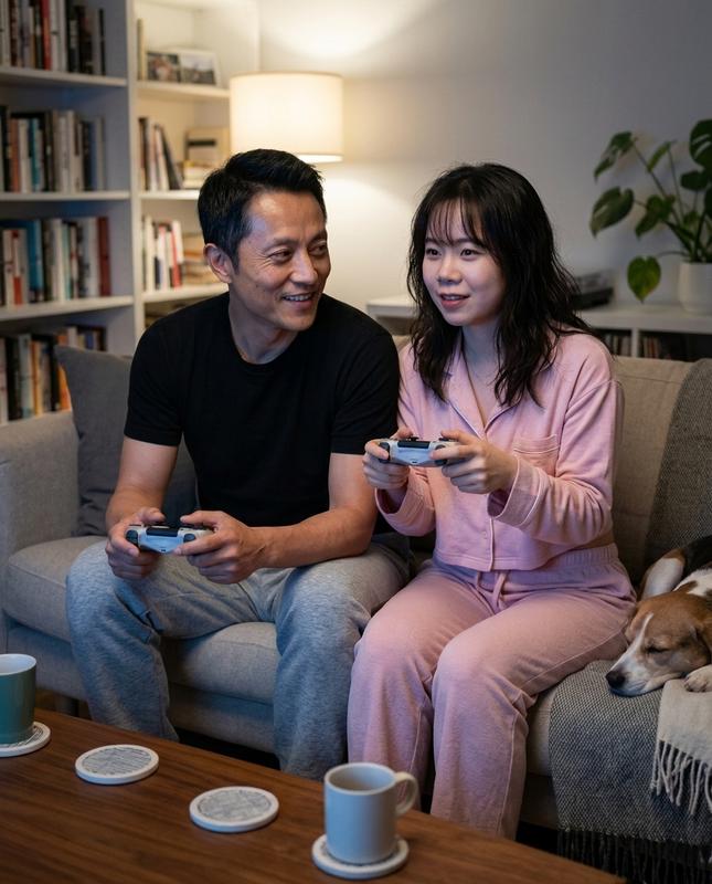 Candid Couple Gaming Lifestyle