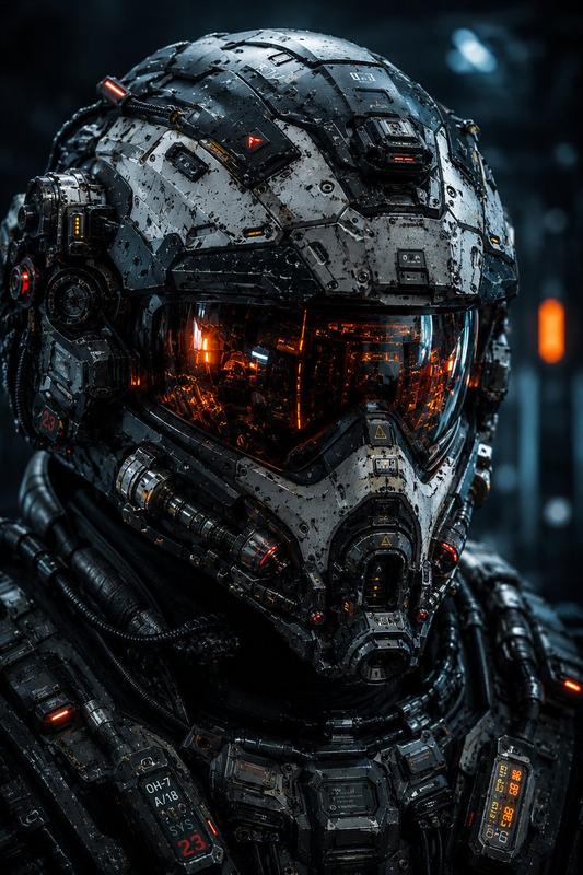 Futuristic Tactical Cybernetic Soldier Close-up
