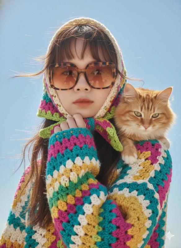 Crochet Summer Portrait with Cat