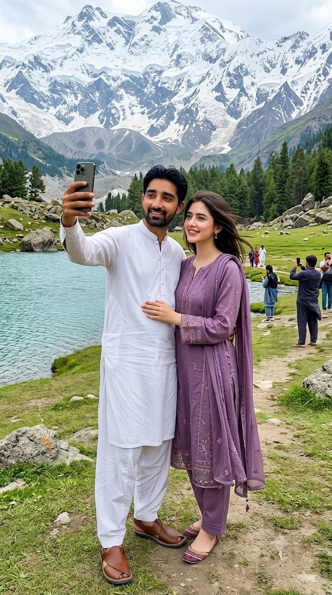 Skardu Couple Smartphone Travel Photo