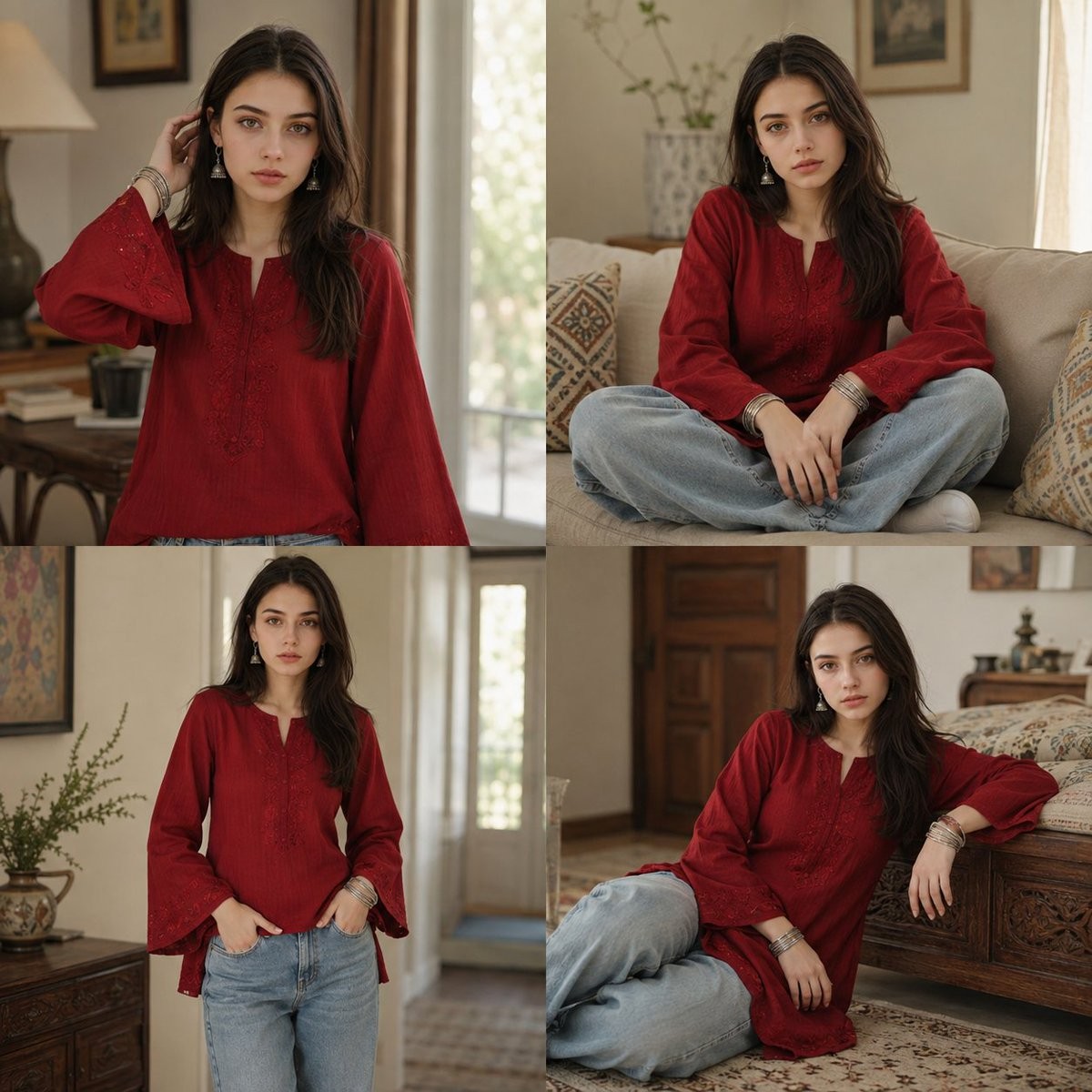4-Panel Ethnic Fashion Collage Portrait