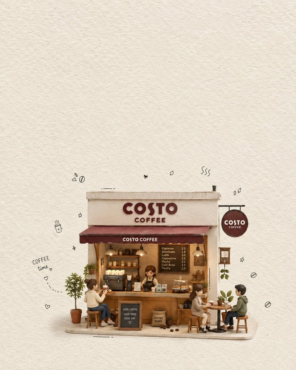 Minimalist 3D Miniature Coffee Shop