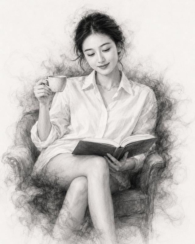 Black and White Charcoal Sketch Portrait