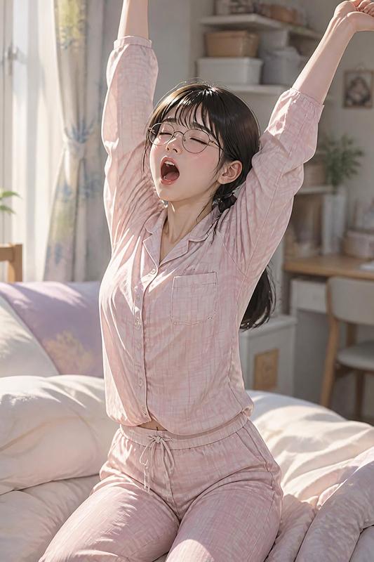 Morning Stretch Anime Bedroom Scene