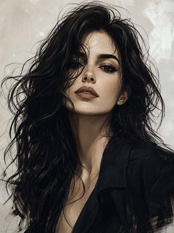 Messy Black Hair Portrait