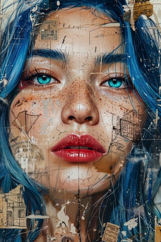 World Map Mixed-Media Portrait