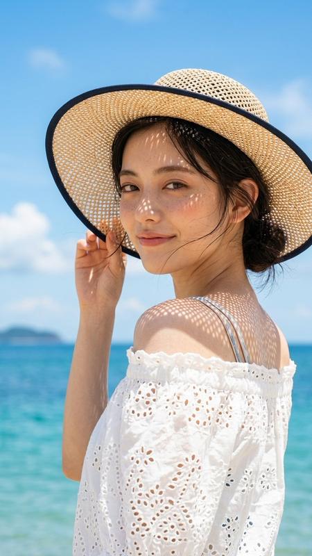 Sun Hat Beach Holiday Portrait