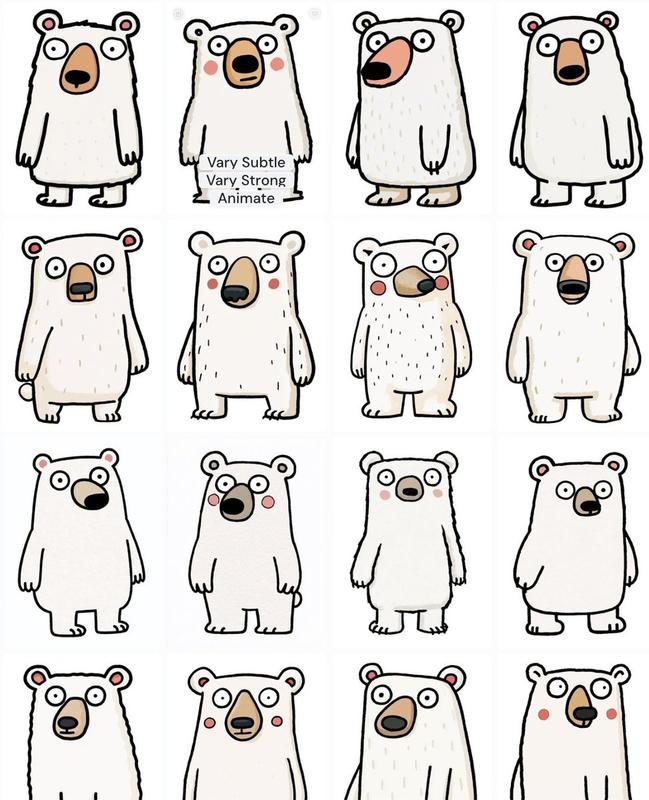Polar Bear Mascot Variation Sheet
