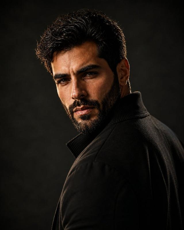Moody Over-the-Shoulder Male Portrait