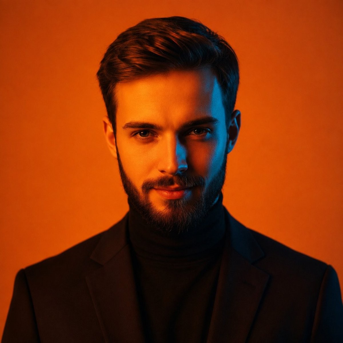 Orange and Blue Menswear Portrait