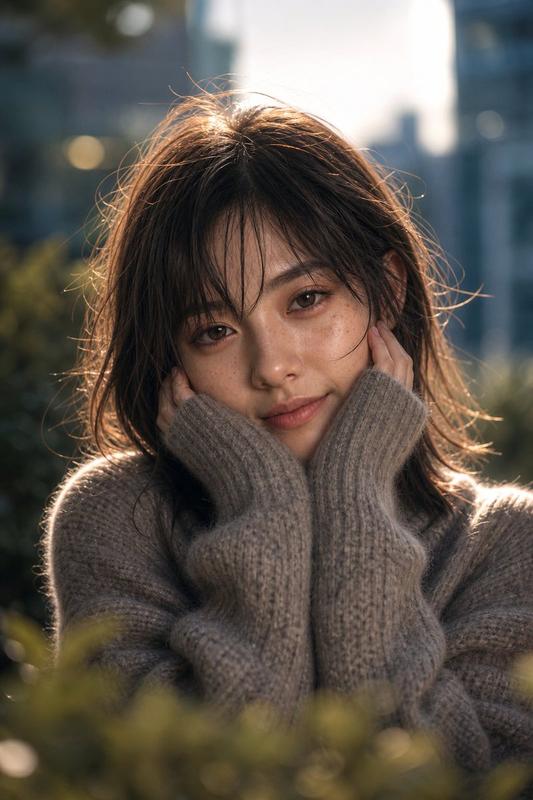 Winter Backlight Scarf Portrait