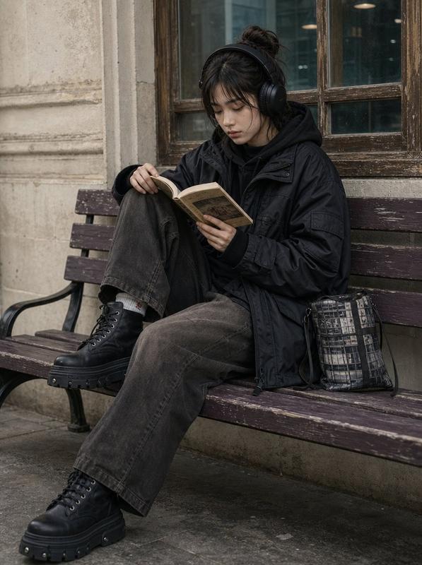All-Black Street Reading Portrait