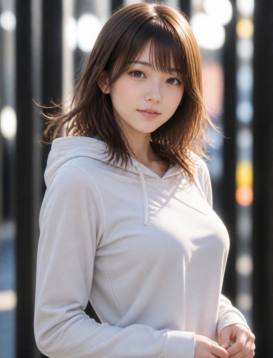 Outdoor White-Hoodie Portrait