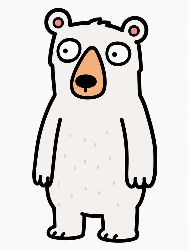 Naive White Bear Character