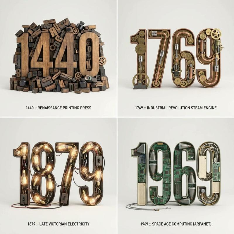 Historic Inventions 3D Typographic Grid