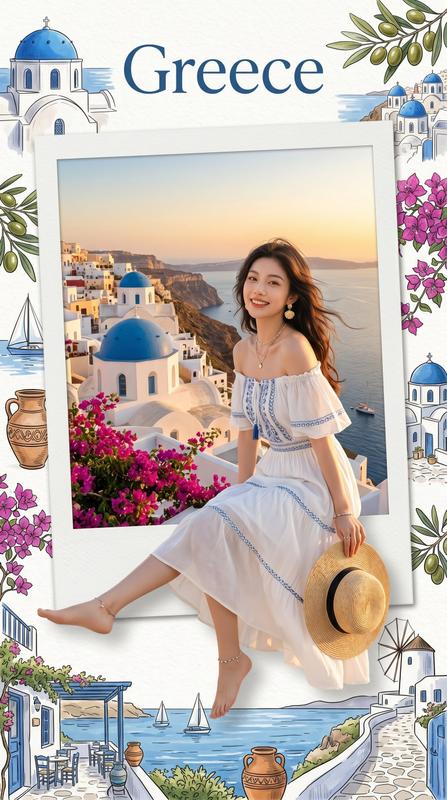 Greek Island Dimensional Travel Postcard