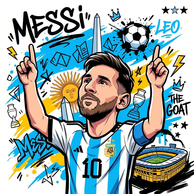 Messi Graffiti Chibi Celebration Illustration