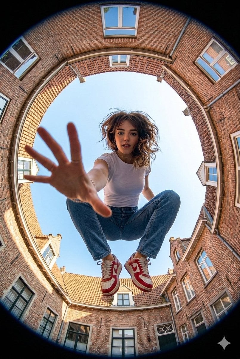 Fisheye Upward Street Leap
