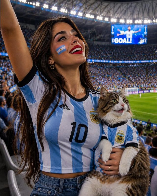 World Cup Fan with a Cat