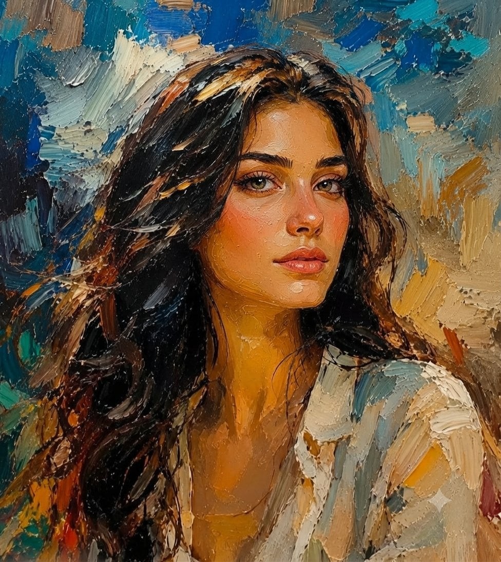 Impasto Woman Oil Portrait