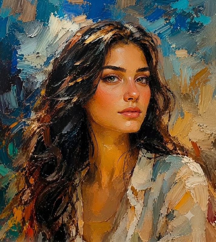Impasto Woman Oil Portrait