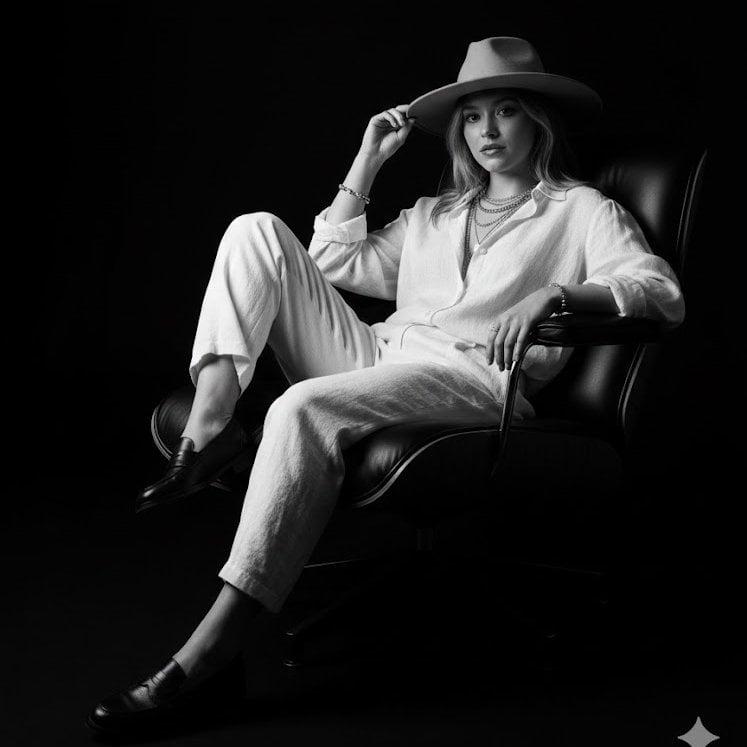 Black-and-White Fedora Studio Portrait