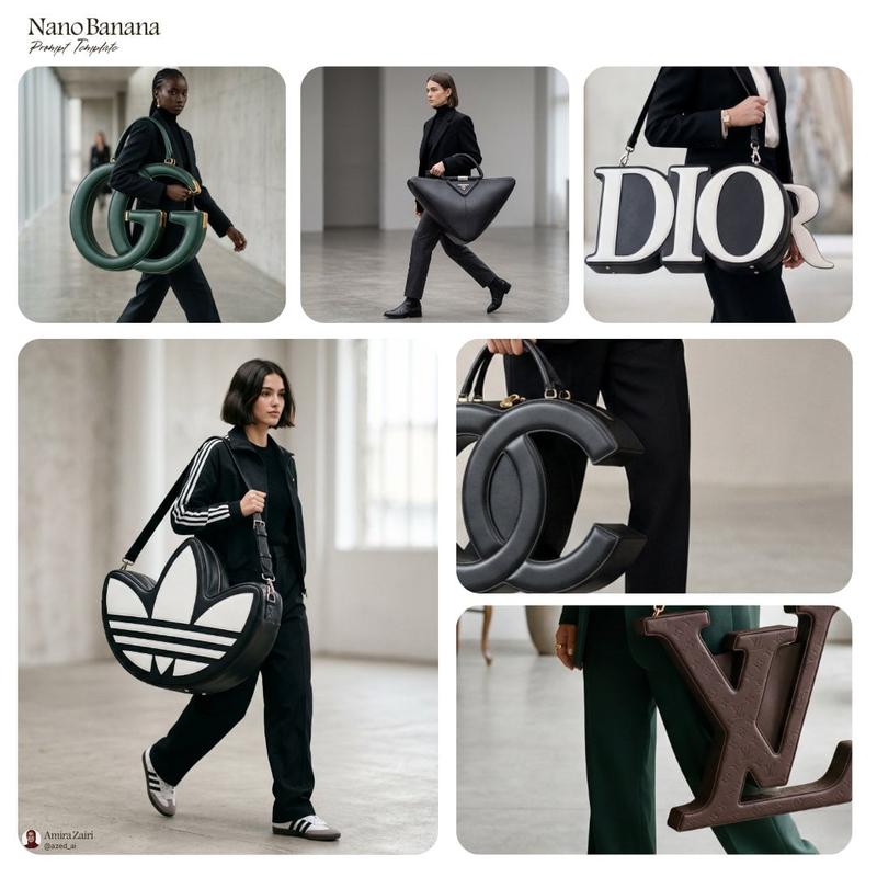 Logo Sculptural Handbag Fashion Editorial