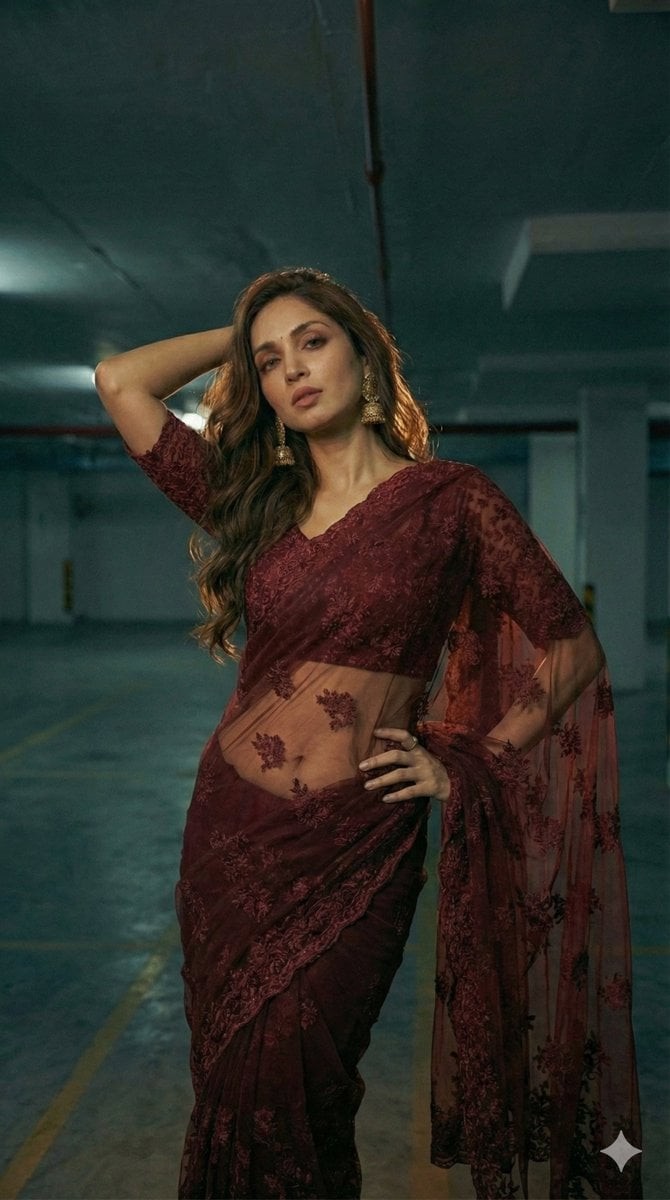 Maroon Saree Garage Editorial