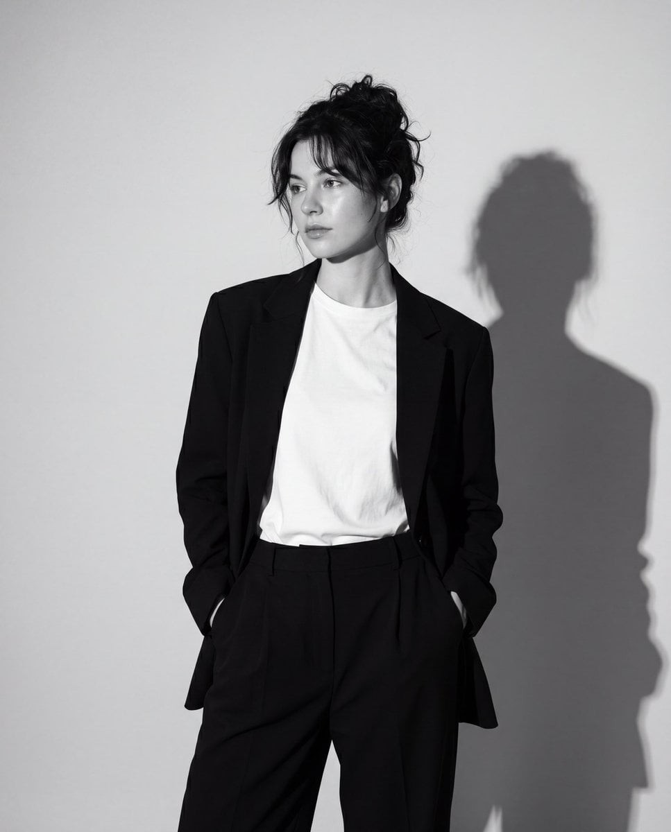 Black-and-White Fashion Editorial Portrait
