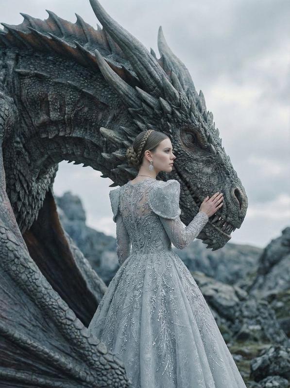 Ice-Gray Couture with Dragon