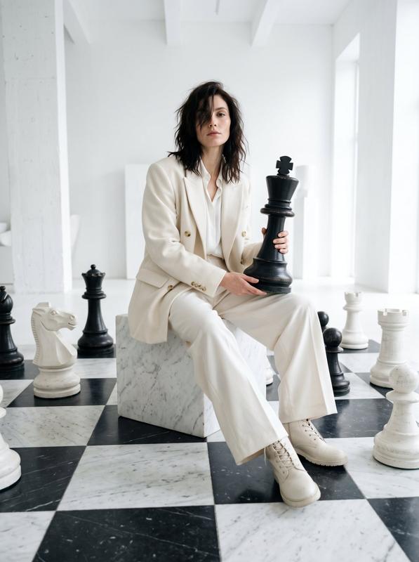 Chess Queen in a White Studio