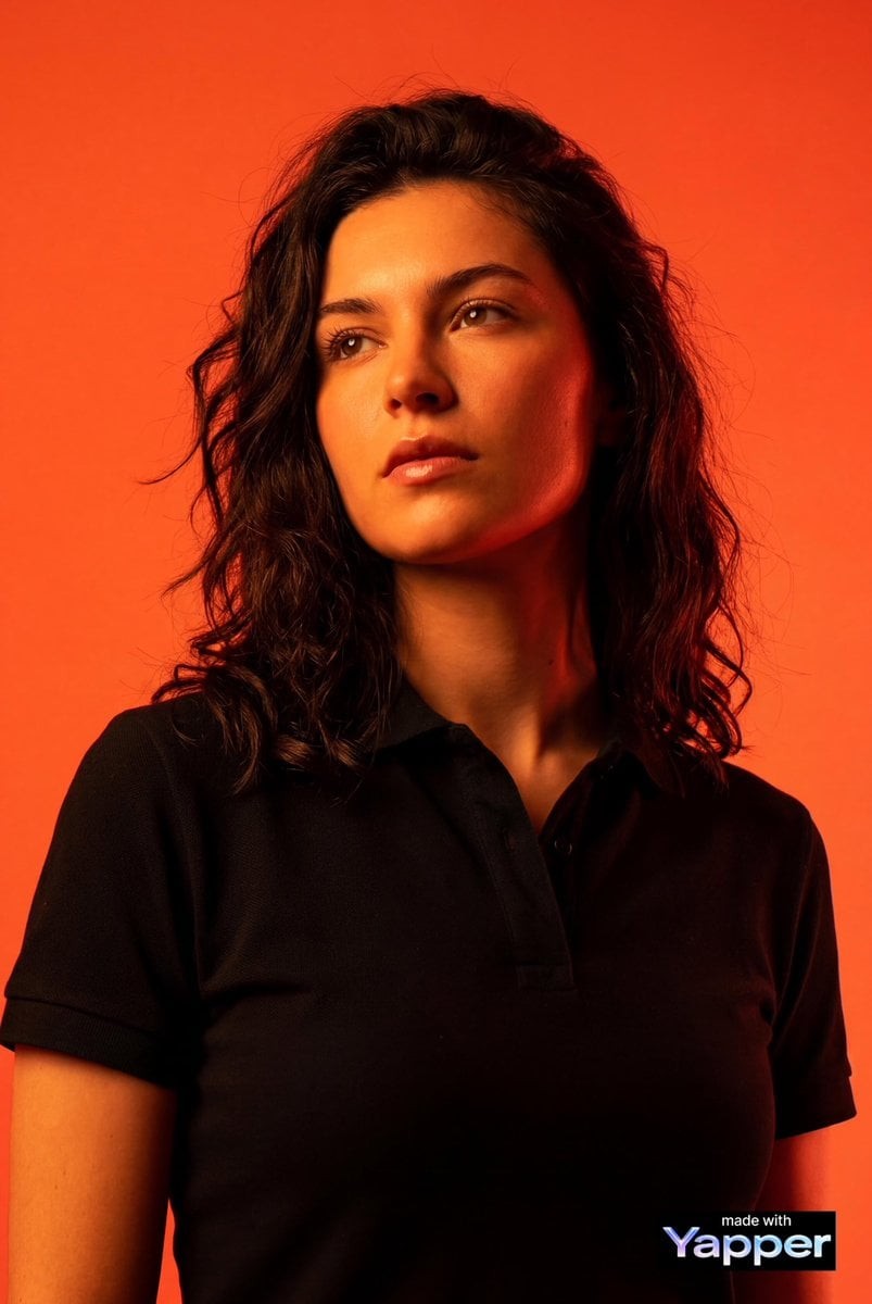 Heroic Orange-Red Studio Portrait