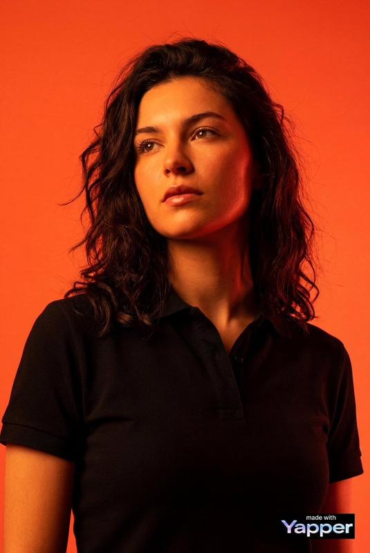 Heroic Orange-Red Studio Portrait
