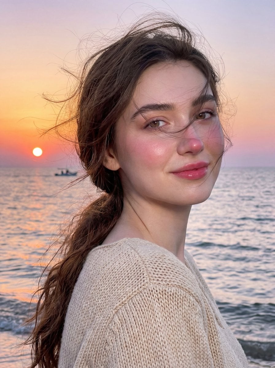 Golden Hour Seaside Profile Portrait