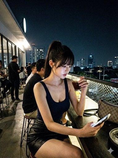 Jakarta Rooftop Cafe Candid Smartphone Photo