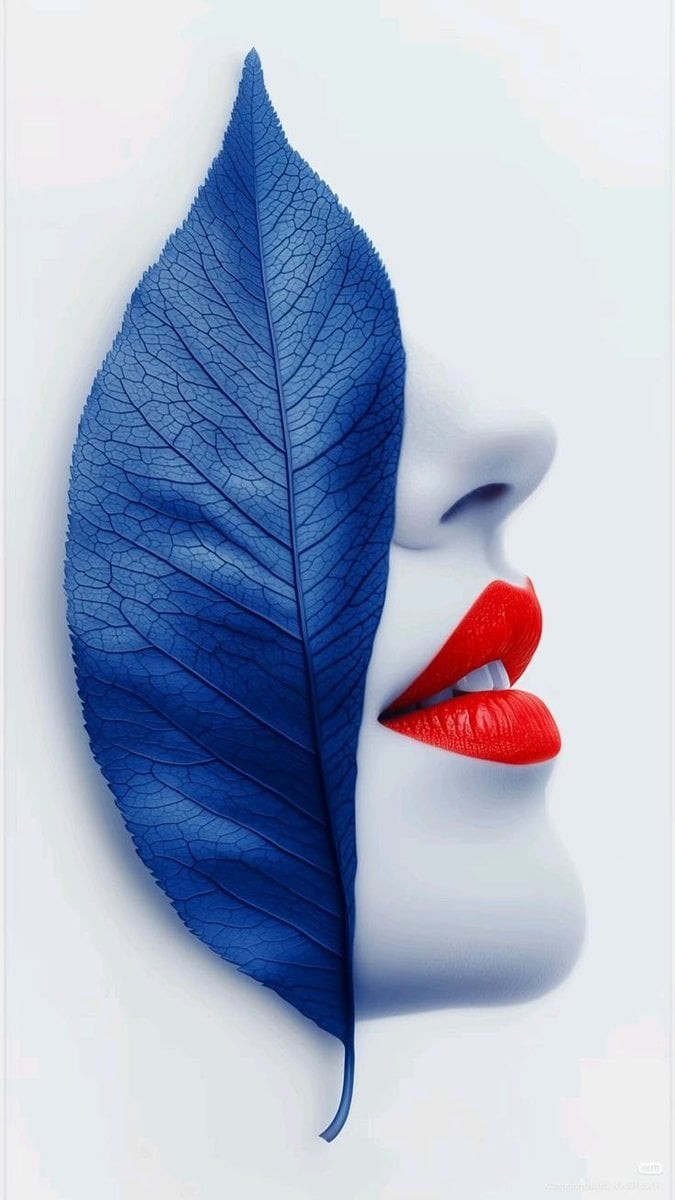 Blue Leaf Red Lips Profile