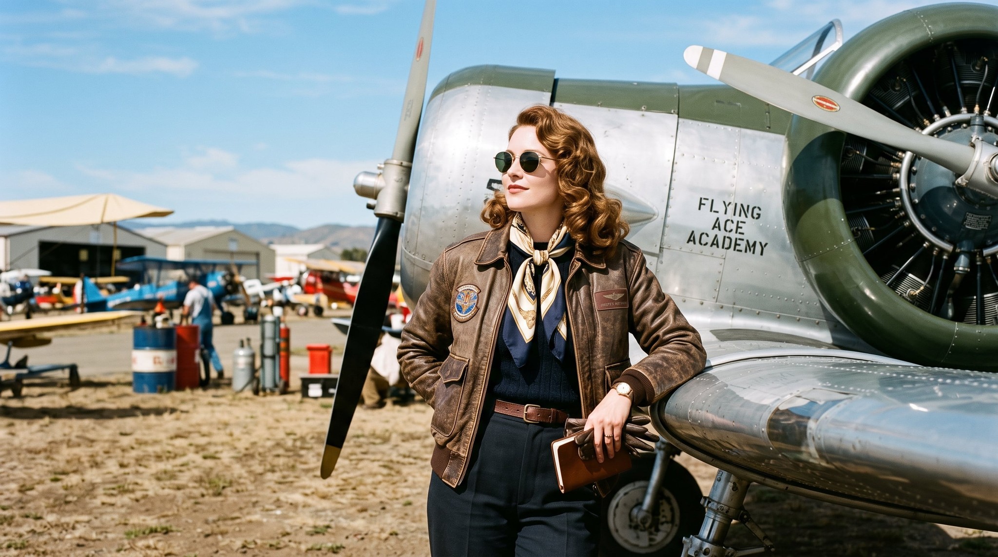 Vintage Aviator Airfield Portrait