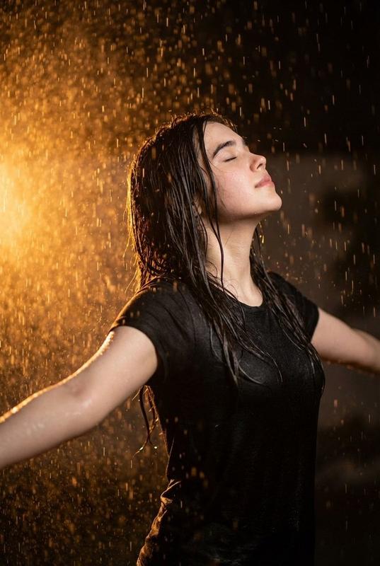 Night Rain Portrait with Orange Backlight